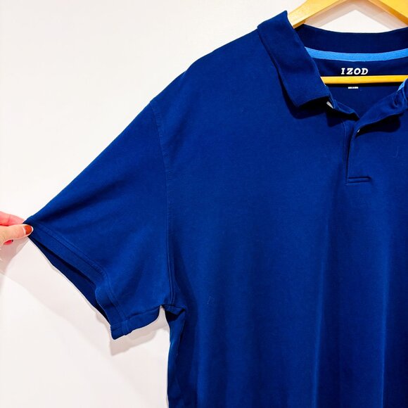 IZOD Classic Navy Cotton Polo Shirt | XXL * - Picture 2 of 7